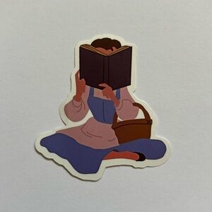 Illustrated Belle sitting Down Reading A Book Waterproof Sticker